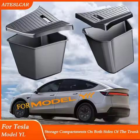 For Tesla Model Y L Launch TPE Car Trunk Side Storage Box Cover plate organizer Car trunk side stora