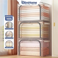 SimHome24L/66L/100L Clothing Storage Box Transparent Foldable Storage Box with Lid Waterproof Storag