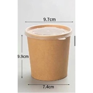 BROWN KRAFT PAPER CUP 480ML (PAPER LID) - Environmentally safe food container