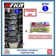 [COMBO SET TAYAR 2024 ] FKR MOTORCYCLE TYRE COMBO SAFARI X (MOTOR CROSS) TUBETYPE WITH FKR TUBE - BU