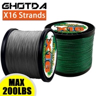 tali pancing benang GHOTDA X16 Strands Braided Fishing Lines 100M-500M BRAID PE Line 25LB-200LB POWE