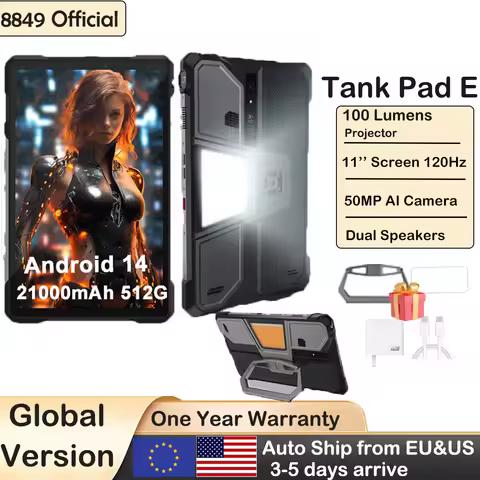 8849 TANK PAD E Unihertz Rugged Projector Tablet Android 14 Smartphone 10.95 inch 120Hz 24GB 512G 21