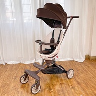 Baobaohao V18 Folding Stroller Sits On 5 Modes With Leather Pillow And Milk Brown Seat Cushion