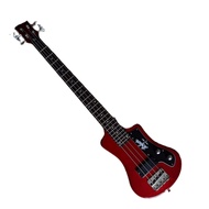 Classic 4 Strings Hofner Travel Mini Red Electric Bass Guitar Maple Neck And Fretboard Chrome Hardware