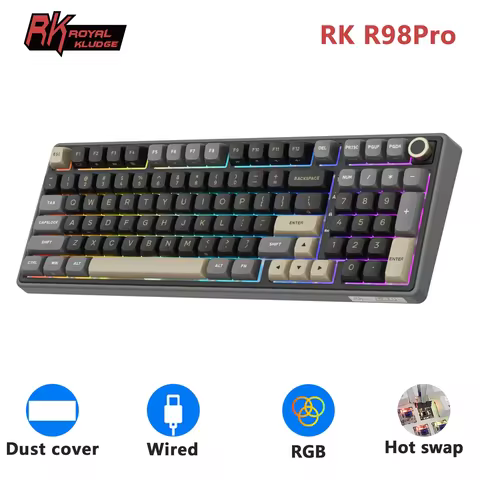 RK ROYAL KLUDGE R98Pro Gasket Wired Mechanical Keyboard 98 Keys RGB Hot-swappable Pluggable Button G