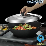 OUDIMEI Wok Lid, Universal Anti- Spill Stainless Steel Pot Lid, Replacement Round 32/34/36/38/40cm Black Plastic Knot Pot Cover Pan