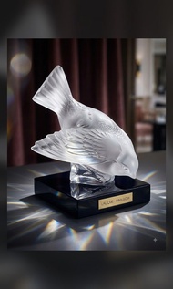 法國 Lalique 風格 萊儷水晶 燕子（Swallow）磨砂水晶雕像擺件