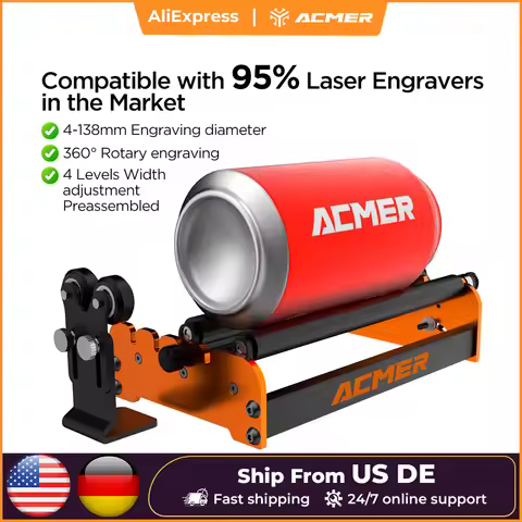 ACMER M2 Laser Rotary Roller Y-axis 360° Rotary moudle Laser Cutting Engraving For Cylindrical Objec