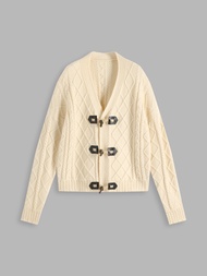 Cider Texture Buckle Up Cardigan