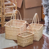 Bakul Rotan Tangkai Tinggi Rattan Basket Kucing Tapau Hamper