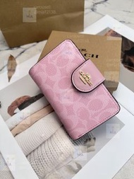 💜COACH 蔻馳 櫻花粉女款銀包 零錢包 卡包 請認證mia12138.賣家 生日禮物  Wallet card clip birthday present