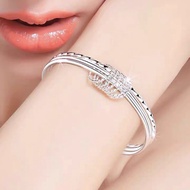 Sansheng III 999 sterling silver bracelet female multi-ring bracelet closed mouth solid niche design