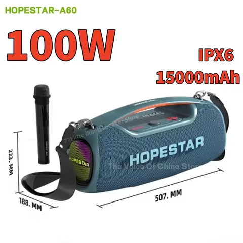 HOPESTAR-A60 Outdoor 100W Subwoofer Bluetooth 5.1 Speaker Waterproof Portable Party Boombox Home The