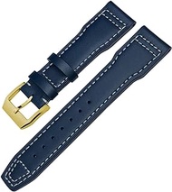GANYUU Genuine Leather Watchband For IWC Mark XVIII Le Petit Prince Pilot’s Watch 20mm 21mm 22mm Cowhide Strap (Color : Blue white gold, Size : 20mm)