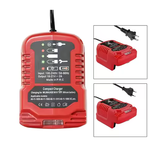 100V-240V Portable Li-ion Battery Mini Compact Charger for Milwaukee 18V Lithium Battery Replacement