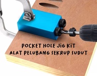 Pocket Hole Jig Kit Alat Drill Dowel Pelubang Sekrup Sambungan Penyambung Woodworking