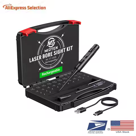 Professional Green Laser Bore Sight with 32 Adapters Fit 0.17 to 12GA Cal Multiple Caliber Bore Sigh