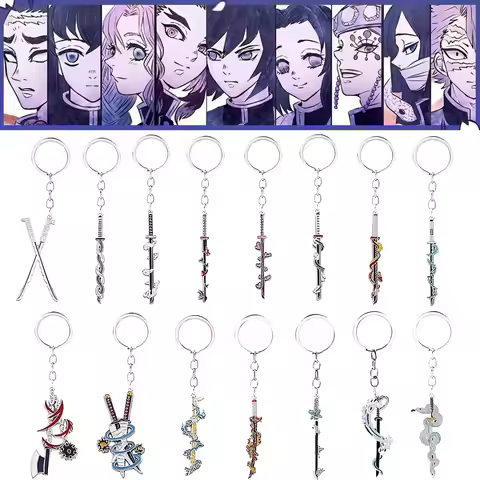 Anime Demon Slayer Sword Keychain Kimetsu no Yaiba Tomioka Giyuu Kochou Shinobu Weapon Cosplay Metal