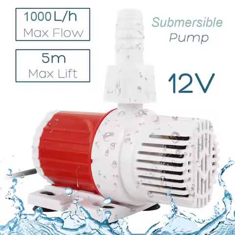 10W 1000L/H Aquarium Water Pump DC 12V Fountain Water Pump with 16.4ft High Lift for Aquarium Fish T