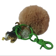 GANTUNGAN Cute Beagle Dog Keychain Pom Pom Fur - Brown Pompom Bag Keychain DogKeychain