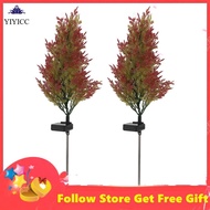 Yiyicc Solar Christmas Tree Lights  Pine Stakes Constant and Flashing Modes 2PCS Aluminum ABS for Garden