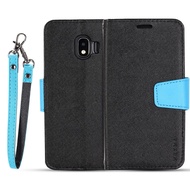 Samsung Galaxy J2 Pro 2018 / J6 J8 2018 Fashion Two-tone Leather Cross Texture Flip cover wallet Phone Case