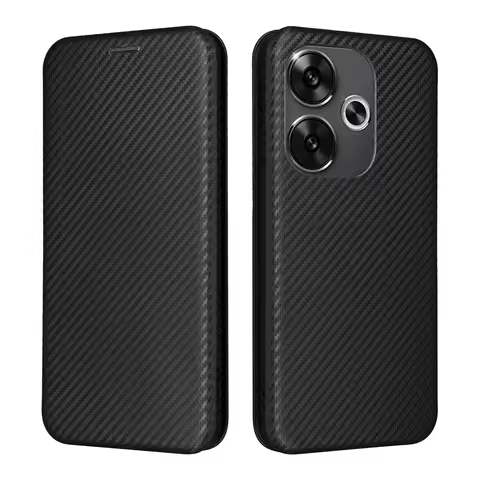 POCO F6 5G F7 PRO Luxury Carbon Fiber Skin Leather Case Flip Cases Book Magnet Full Cover For Xiaomi