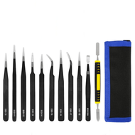 10 Chiếc ESD Nhíp Inox Chống Tĩnh Điện Công Cụ Chính Xác Cho Điện Tử Hàn PCB Công Nghiệp Thủ Công Sử