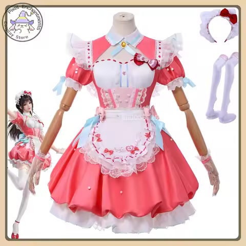 Game Naraka: Bladepoint Hutao Cosplay Costume Bun Wig + Red Bow Dress Full Set High Quality Role Pla