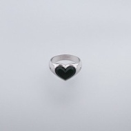 心形鴉青墨玉翡翠戒指