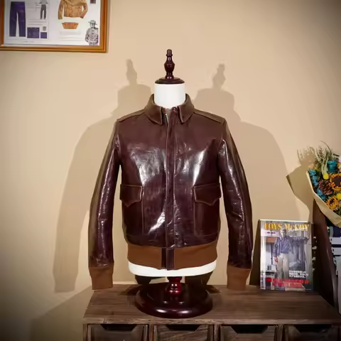 AnnualRing Replica of Buzz Rickson's 23380 Vegetable-Tanned Goatskin A2 Flight Suit Jacket Leather J