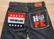🌟🌟 正版 中古 Rmc 赤猿 《 Red Monkey RK 616390  Yes  we  can 》 刺繡～《炭灰色偏藍》  直腳 redline 牛仔褲💥 jeans 💥💥《特價》  🍥