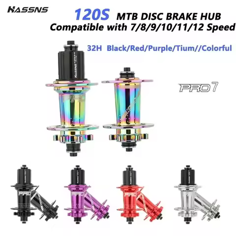 HASSNS PRO7 MTB Hub 6-Paw 120CLK QR 24/32H 4 Bearings 8-12S Cassette/Freewheel Bike Rear Hub for Roa