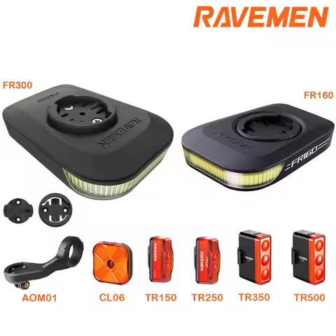 Ravemen Bike Front Rear Light Set FR160/FR300 For Garmin/Wahoo/Bryton TR500/TR250/CL06 Bicycle Taill