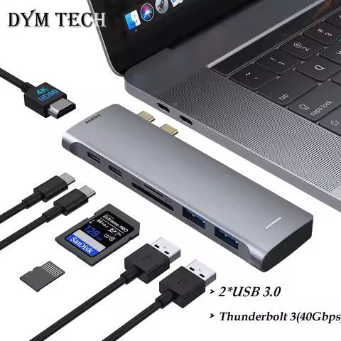 USB C Hub Adapters for MacBook Pro MacBook Air M1 M2 2022 2021 2020 2019 13" 14" 15" 16" 6-in-2 Mult