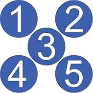 dealzEpic - Large Blue Number Stickers 1 to 5 - Round Self-Adhesive Peel and Stick Vinyl Labels - 10