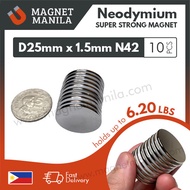10 pcs. D25mm x 1.5mm Neodymium Magnet, N42 Super Strong Earth NdFeB Permanent magnet