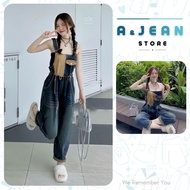 Fashionable color-coordinated long jeans overalls | AJEAN STORE overall jeans overall denim women ov