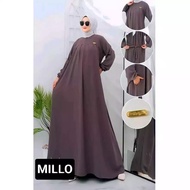 Dress Gamis Muslimah Casual Midi Pamela Bahan Linen Premium Busana Fashion Pakaian Wanita Terbaru