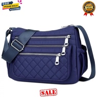 TAS SELEMPANG 4 sleting  WANITA KAPASITAS JUMBO CASUAL TAS BAHU KAIN PERASUT NETRAL DEWASA ANTI AIR