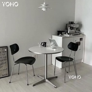 Nordic-Style Round Aluminum Dining Table Eames Solid Wood Coffee Table Light Luxury Design Table
