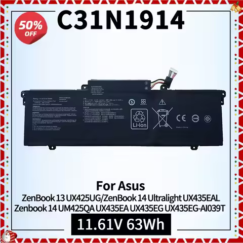 63Wh C31N1914 Laptop Battery for Asus ZenBook 13 UX425UG ZenBook 14 Ultralight UX435EAL UM425QA UX43