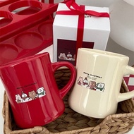 Red Ceramic Narrow Waist Mug Korean Style Cup Couple Gift Water Cup Can Be Customized High-value 1C2