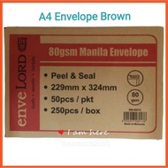 A4 Brown Envelope 9" x 12.75" (250pcs) Sampul Surat A4 Coklat 229mm x 324mm (250's)