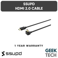 SSUPD HDMI 2.0 High Speed Cable - Ultra Slim Flexible 90 Degree/ 30AWG Braided/ Support 4K@60Hz, UHD, HDR, Ethernet, ARC