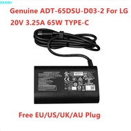 Genuine ADT-65DSU-D03-2 20V 3.25A 65W TYPE-C USB-PD AC Adapter For LG 17Z90Q 14Z90P 16Z90P 17Z90P La