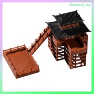 Stilt House Model Pavilion Dwarf Statue Outdoor Ornament Gazebo Miniature Figure  chuancsj