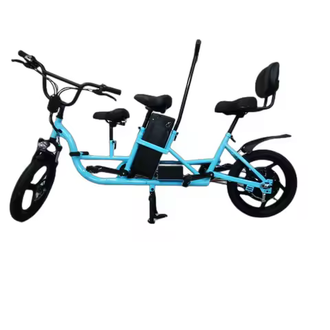 New Style E-bike for Family in the Park Double Pedals for Two Adults and One Seat for Kids Hot Selli