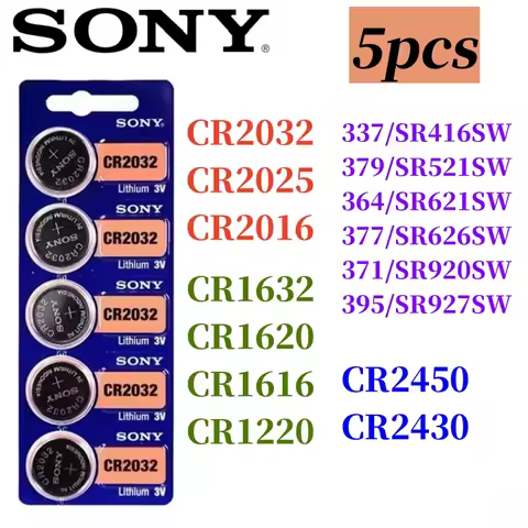 5Pcs Original For SONY CR2032 battery CR2025 CR2016 CR1632 CR1220 CR1620 CR2450 CR2430 371 SR920SW 3