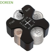 DOREEN Coin Storage Box, Solid Color Portable Coin Dispenser, Waterproof Multi-position Large Capacity Durable Coin Sorting Change Clip Students